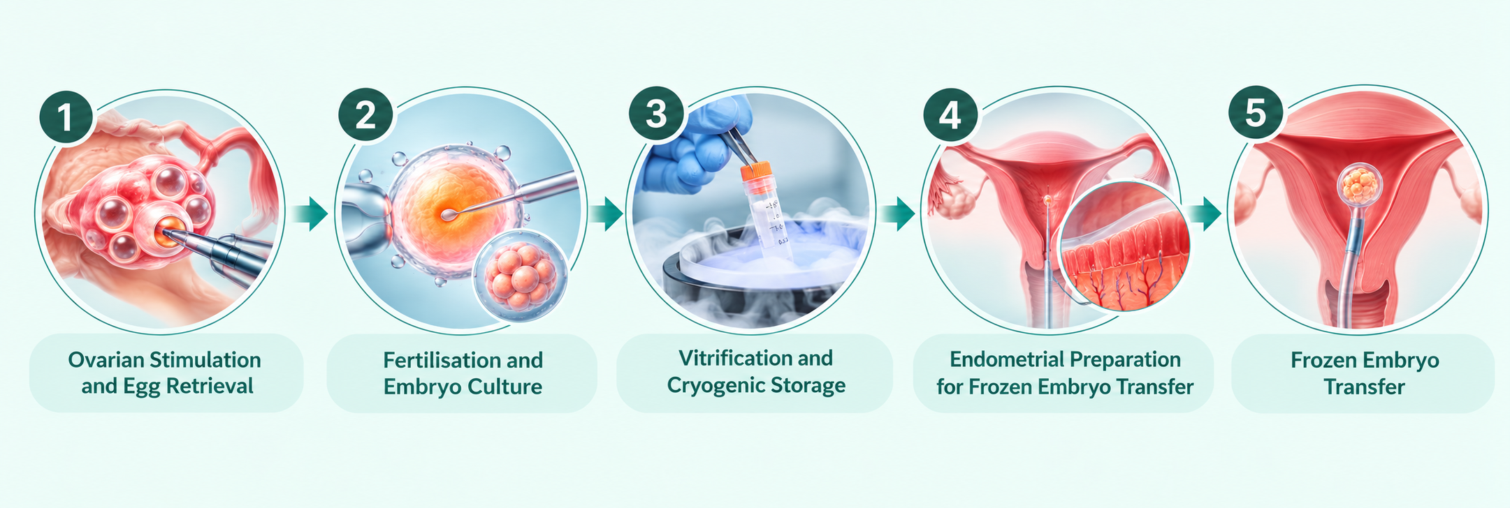 Steps of embryo freezing procedure